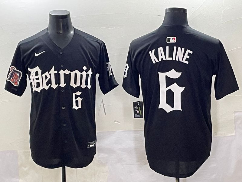 Men 2025 Detroit Tigers #6 Kaline Black Five generations Joint Name Nike MLB Jersey style 12